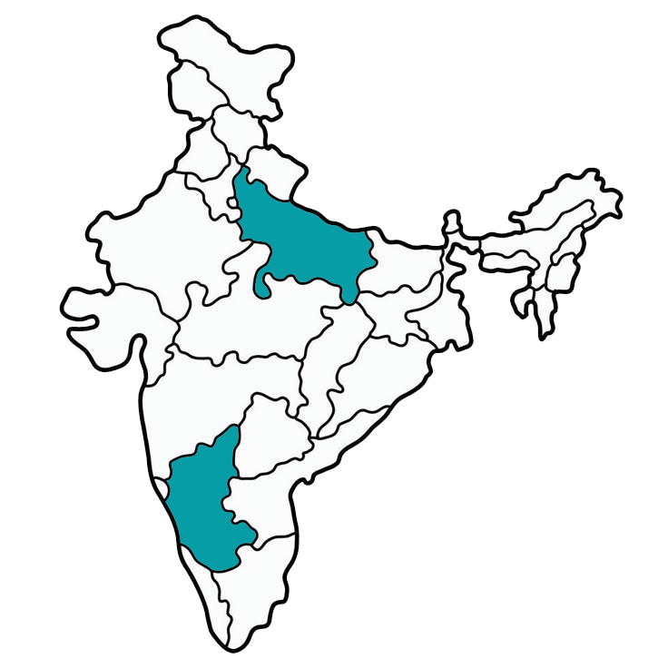 Outline map of India with state boundaries